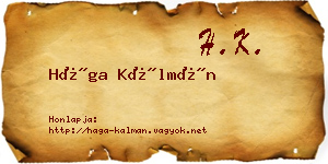 Hága Kálmán névjegykártya